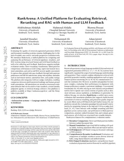 RankArena: A Unified Platform for Evaluating Retrieval, Reranking and RAG with Human and LLM Feedback