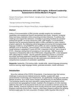 Streamlining Admission with LOR Insights: AI-Based Leadership Assessment in Online Master's Program