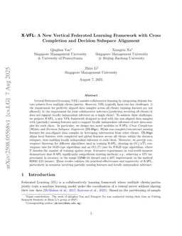 X-VFL: A New Vertical Federated Learning Framework with Cross Completion and Decision Subspace Alignment