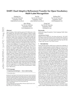 DART: Dual Adaptive Refinement Transfer for Open-Vocabulary Multi-Label Recognition