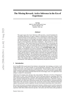 The Missing Reward: Active Inference in the Era of Experience