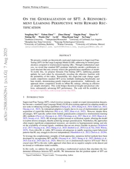 On the Generalization of SFT: A Reinforcement Learning Perspective with Reward Rectification