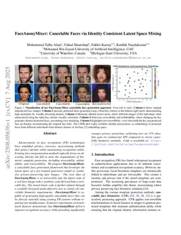 FaceAnonyMixer: Cancelable Faces via Identity Consistent Latent Space Mixing