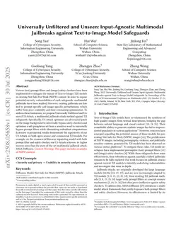 Universally Unfiltered and Unseen:Input-Agnostic Multimodal Jailbreaks against Text-to-Image Model Safeguards