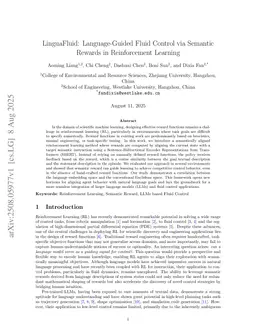 LinguaFluid: Language Guided Fluid Control via Semantic Rewards in Reinforcement Learning