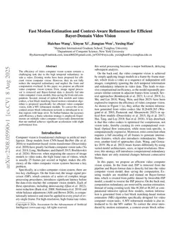 Efficient Bayer-Domain Video Computer Vision with Fast Motion Estimation and Learned Perception Residual