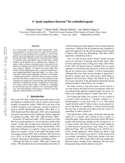 A "good regulator theorem" for embodied agents