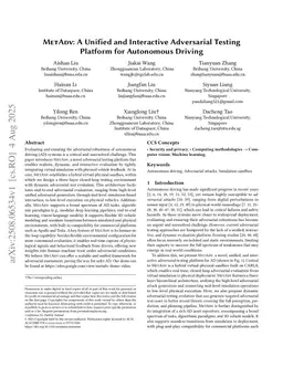 MetAdv: A Unified and Interactive Adversarial Testing Platform for Autonomous Driving