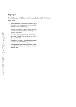 Transfer Learning with EfficientNet for Accurate Leukemia Cell Classification