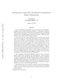 Solving Pasur Using GPU-Accelerated Counterfactual Regret Minimization