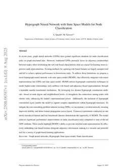 Hypergraph Neural Network with State Space Models for Node Classification
