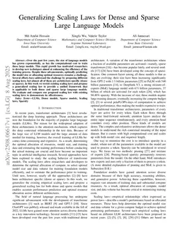 Generalizing Scaling Laws for Dense and Sparse Large Language Models