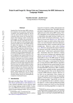 Train It and Forget It: Merge Lists are Unnecessary for BPE Inference in Language Models