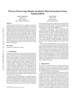 Privacy-Preserving Tabular Synthetic Data Generation Using TabularARGN