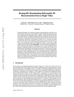 Restage4D: Reanimating Deformable 3D Reconstruction from a Single Video