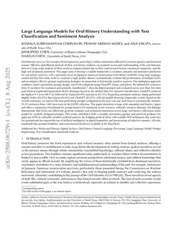 Large Language Models for Oral History Understanding with Text Classification and Sentiment Analysis