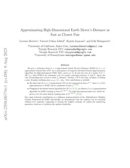 Approximating High-Dimensional Earth Mover's Distance as Fast as Closest Pair