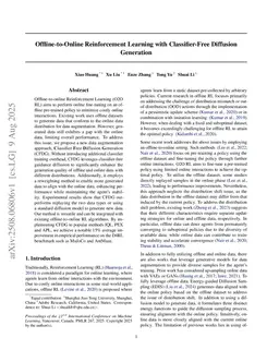 Offline-to-Online Reinforcement Learning with Classifier-Free Diffusion Generation