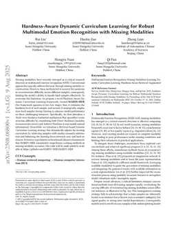 Hardness-Aware Dynamic Curriculum Learning for Robust Multimodal Emotion Recognition with Missing Modalities