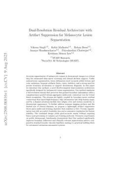 DualResolution Residual Architecture with Artifact Suppression for Melanocytic Lesion Segmentation