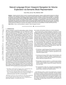 Natural Language-Driven Viewpoint Navigation for Volume Exploration via Semantic Block Representation
