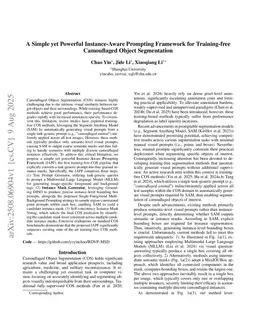 An Instance-Aware Prompting Framework for Training-free Camouflaged Object Segmentation