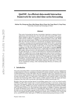 QuiZSF: An efficient data-model interaction framework for zero-shot time-series forecasting