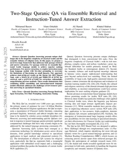 Two-Stage Quranic QA via Ensemble Retrieval and Instruction-Tuned Answer Extraction