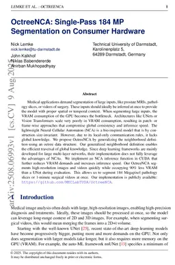 OctreeNCA: Single-Pass 184 MP Segmentation on Consumer Hardware