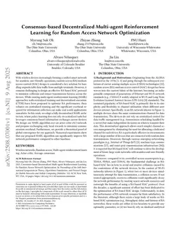 Consensus-based Decentralized Multi-agent Reinforcement Learning for Random Access Network Optimization