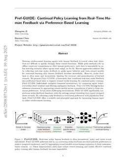 Pref-GUIDE: Continual Policy Learning from Real-Time Human Feedback via Preference-Based Learning