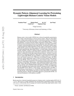 Dynamic Pattern Alignment Learning for Pretraining Lightweight Human-Centric Vision Models
