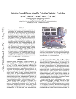 Intention-Aware Diffusion Model for Pedestrian Trajectory Prediction