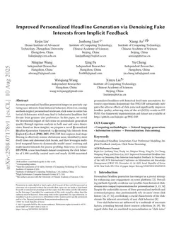 Improved Personalized Headline Generation via Denoising Fake Interests from Implicit Feedback