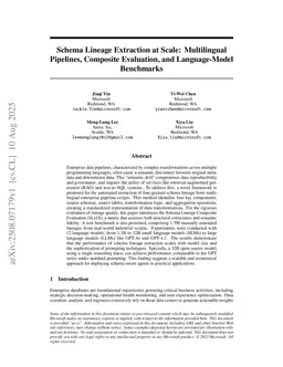 Schema Lineage Extraction at Scale: Multilingual Pipelines, Composite Evaluation, and Language-Model Benchmarks