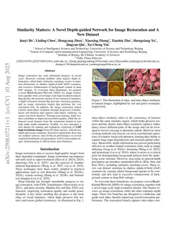 Similarity Matters: A Novel Depth-guided Network for Image Restoration and A New Dataset
