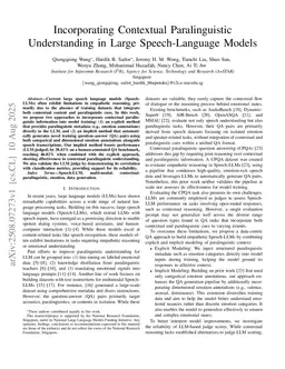 Incorporating Contextual Paralinguistic Understanding in Large Speech-Language Models