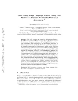 Fine-Tuning Large Language Models Using EEG Microstate Features for Mental Workload Assessment