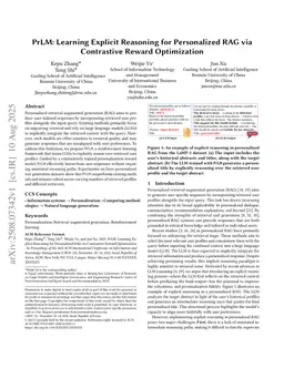 PrLM: Learning Explicit Reasoning for Personalized RAG via Contrastive Reward Optimization