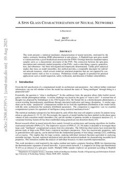 A Spin Glass Characterization of Neural Networks