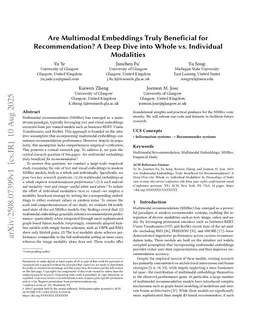 Are Multimodal Embeddings Truly Beneficial for Recommendation? A Deep Dive into Whole vs. Individual Modalities