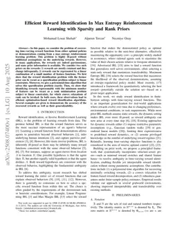 Efficient Reward Identification In Max Entropy Reinforcement Learning with Sparsity and Rank Priors
