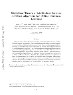 Statistical Theory of Multi-stage Newton Iteration Algorithm for Online Continual Learning