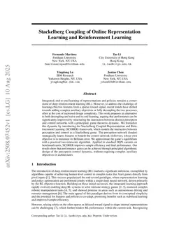 Stackelberg Coupling of Online Representation Learning and Reinforcement Learning