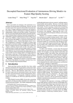Decoupled Functional Evaluation of Autonomous Driving Models via Feature Map Quality Scoring