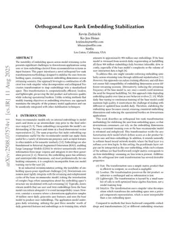Orthogonal Low Rank Embedding Stabilization