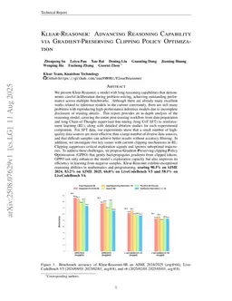 Klear-Reasoner: Advancing Reasoning Capability via Gradient-Preserving Clipping Policy Optimization