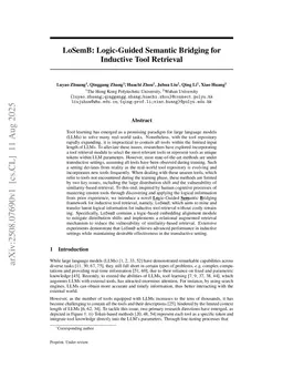 LoSemB: Logic-Guided Semantic Bridging for Inductive Tool Retrieval