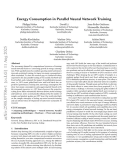 Energy Consumption in Parallel Neural Network Training