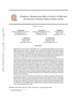 Chimera: Harnessing Multi-Agent LLMs for Automatic Insider Threat Simulation